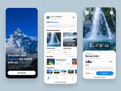 Travel Mobile App Design app beach design home page location mobile mobile app mountain nature travel ui user interface vacation