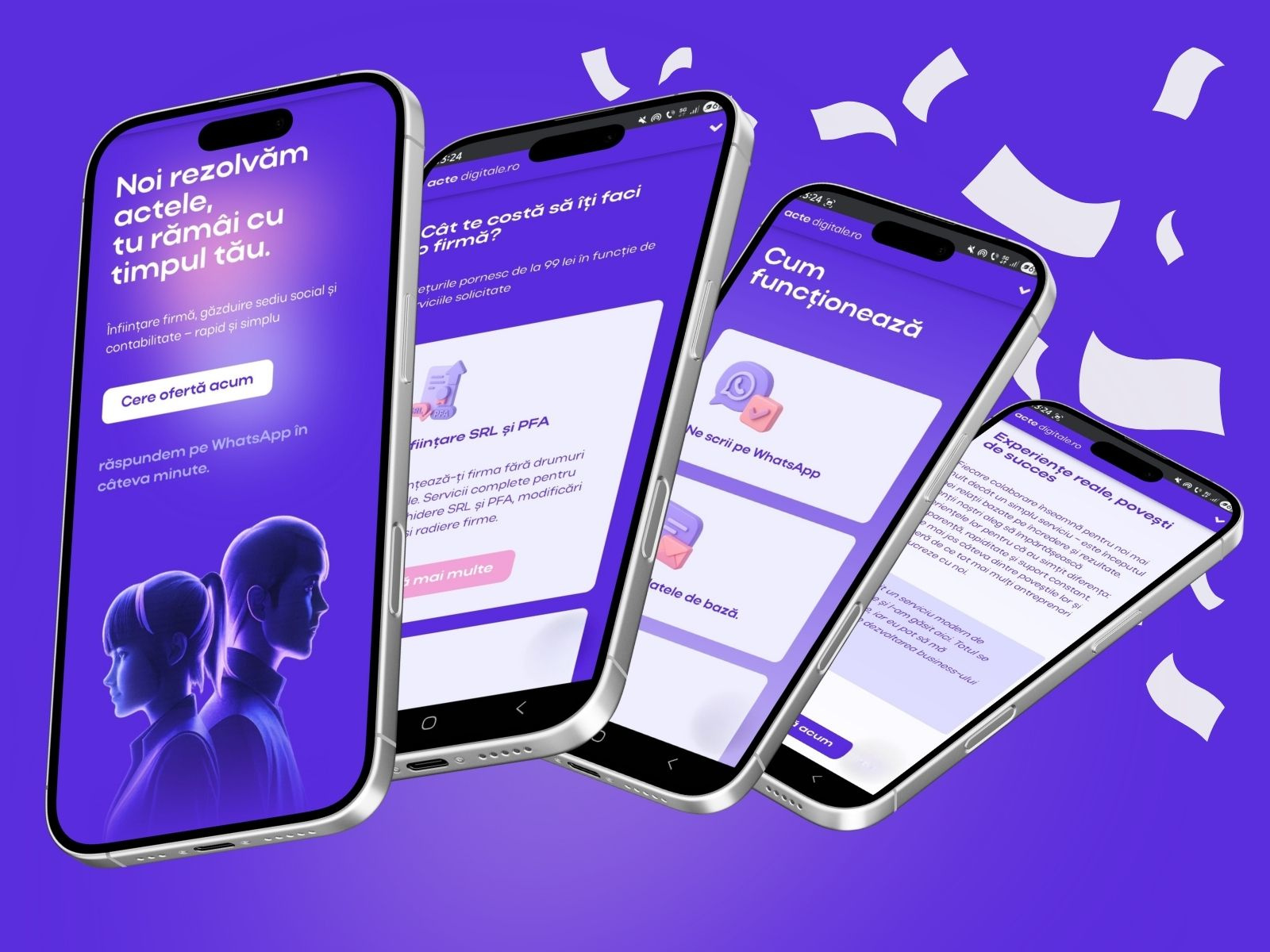 Branding & Web Design - actedigitale.ro brand identity branding branding design clean web design graphic design landing page design minimal design mobile design mobile first design professional website purple theme service website startup website ui ux ux ui design web design website