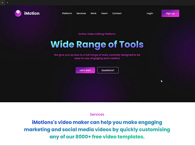 Prototype of iMotion Landing Page design landing page ui ux webpage