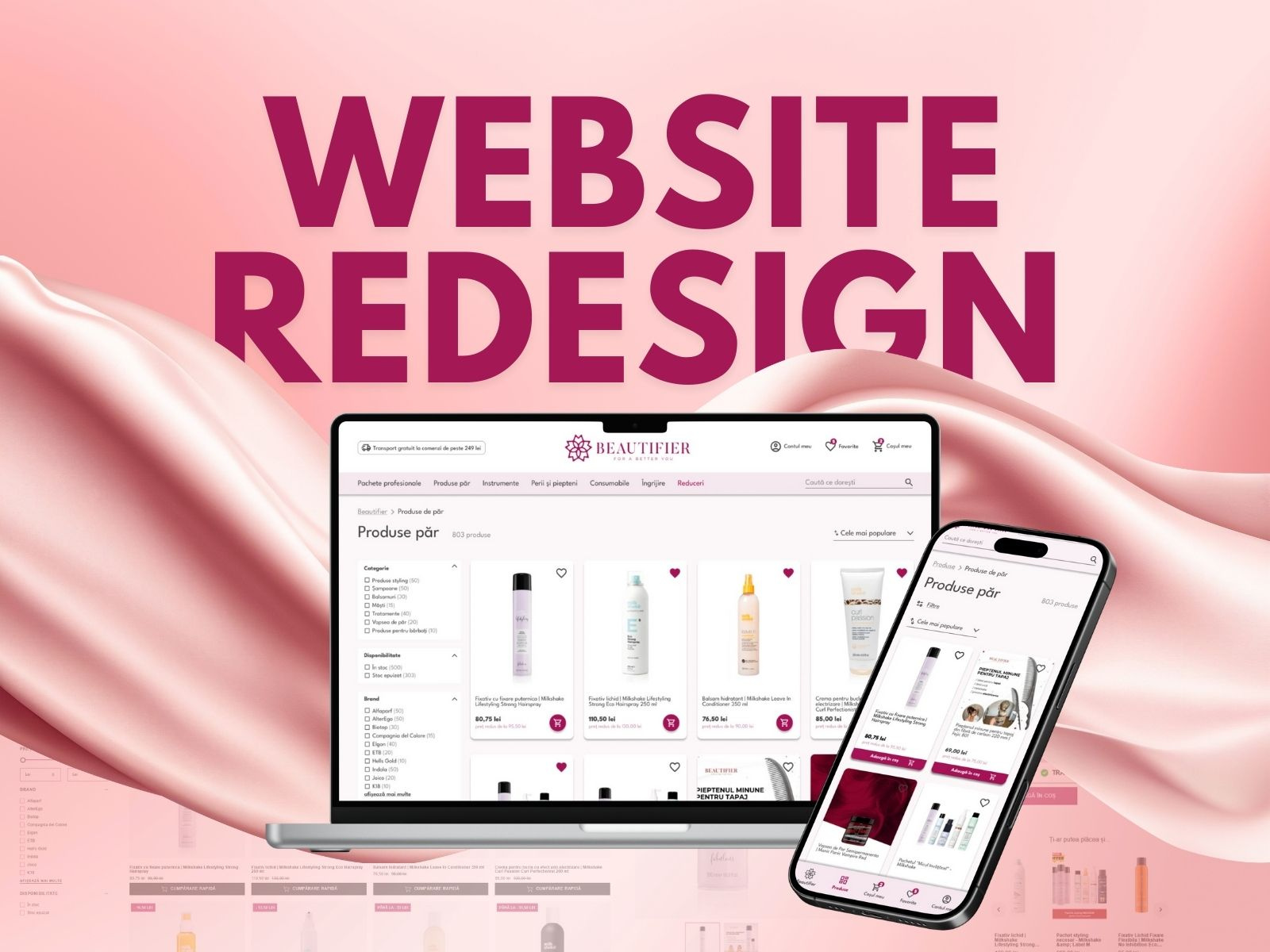 REDESIGN E-commerce Website - Beautifier beauty beauty brand design beauty website checkout flow checkout redesign clean ui design conversion rate optimization cro ecommerce ecommerce redesign ecommerce ui filters ui online store ui product cards product page design redesign shopping experience ui ux web redesign