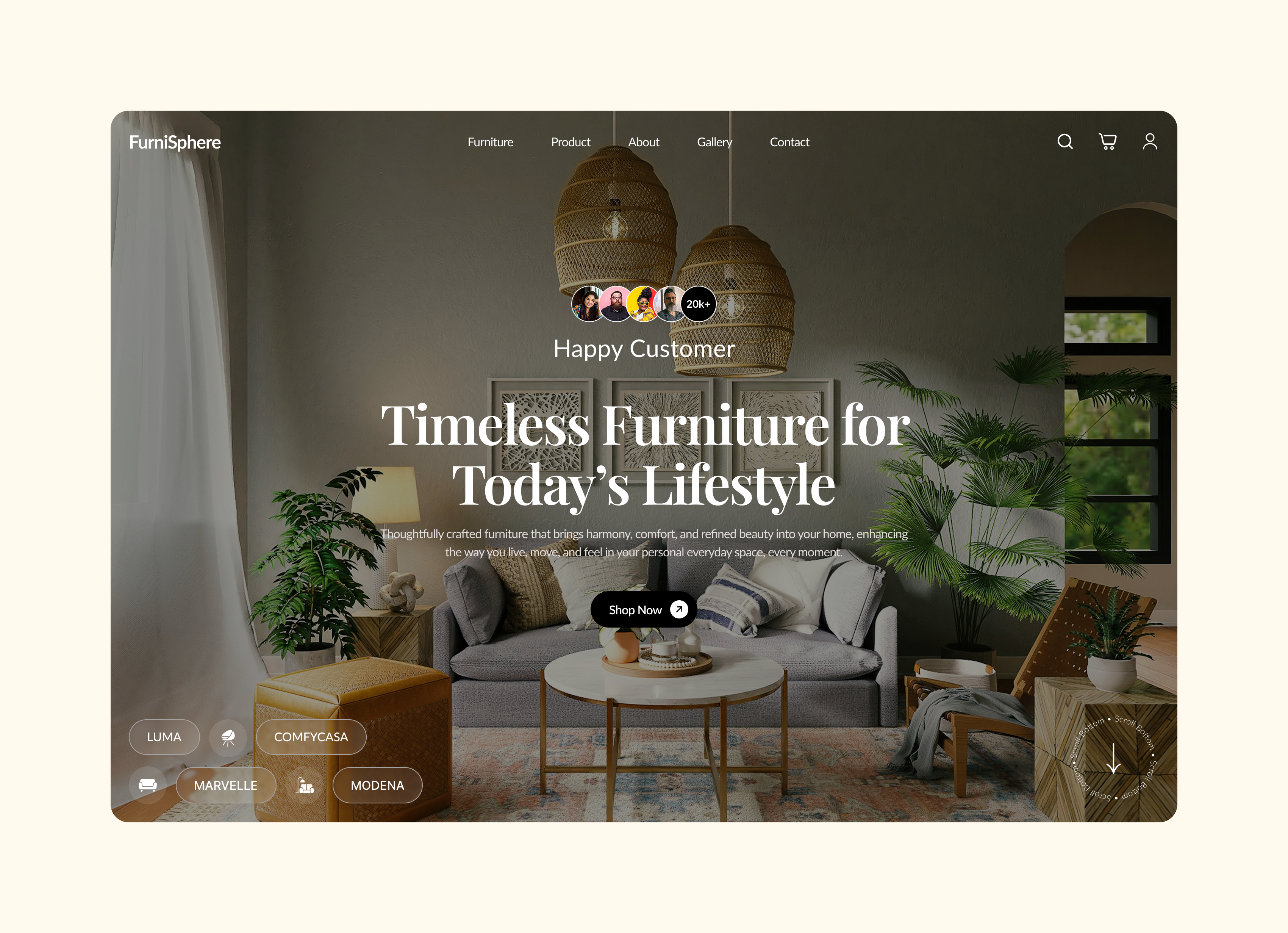 FurniSphere - Modern Furniture E-commerce Landing Page branding clean design cleandesign design ecommerce figma furniture interiordesign landingpage minimal modernfurniture ui uiux ux ux design webdesign webui