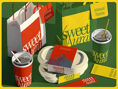 SweetAura - Bakery Packaging & Branding aesthetic bakery branding cake cute graphic designer illustration packaging pastry sweet