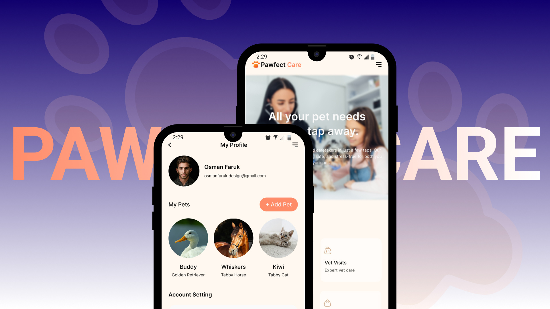 Pet Care Service | Mobile App Design android ui app design figma pet app pet care ui