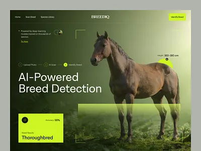 Website for a Breed Identifier And Analytics ai analysis animal biology breed identifier landing page scan scanner study ui ux webdesign website