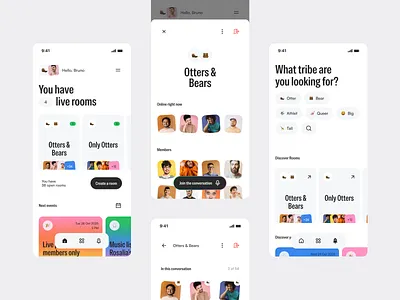 Tribl App Design app application chat communication conversation fun group homepage interface layout lgbt network product design social ui uiux ux