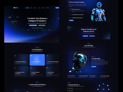 AI Consultancy Agency/Startup Landing Page ai landing page ai service provider ai startup ai startup agency ai strategy ai transformation consultation dark figma future tech it services matchine learning ui design ux design web development