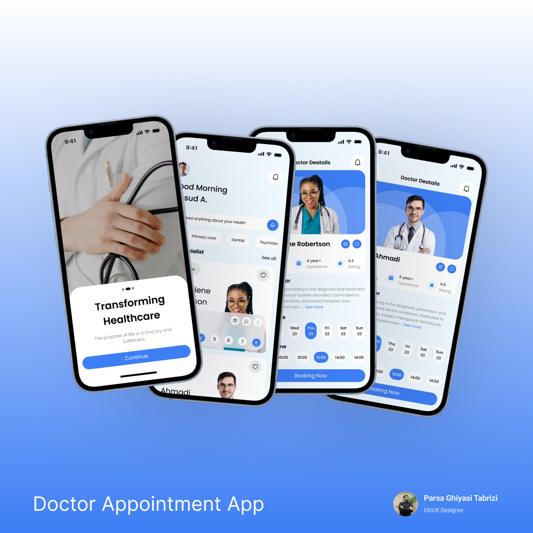 Smart Healthcare Appointment – Mobile UI app branding design doctor app doctor appointment app ui