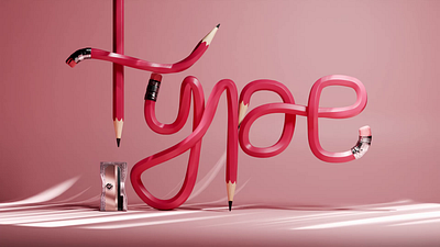 3D Type 3d illustration motion motion graphics pencil sharpener text type