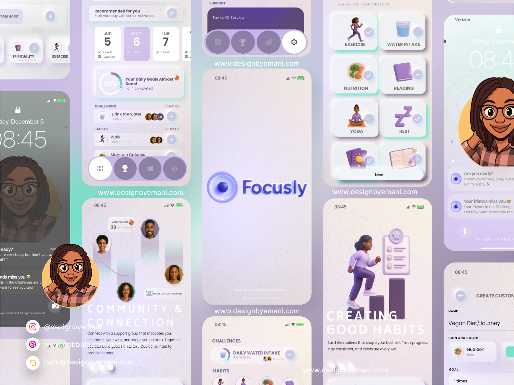 Focusly🧠💜— A Soft & Minimal iOS Habit Tracker branding figma ios design mobile design productivity app ui ui design uxui uxui design