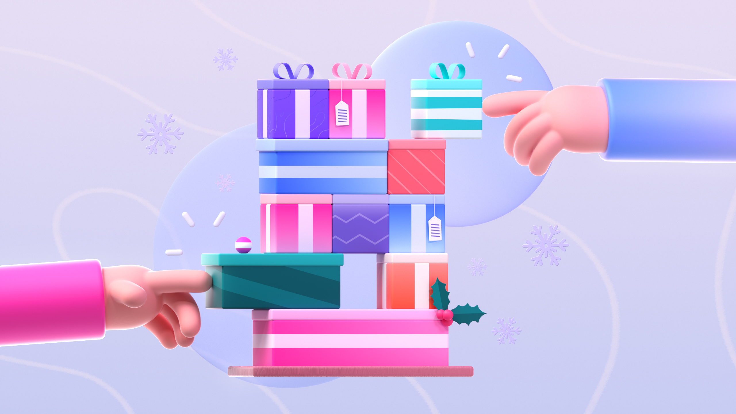 Assembling Christmas Gifts 3d 3d illustration christmas color colorful cute design graphic design illustration landing