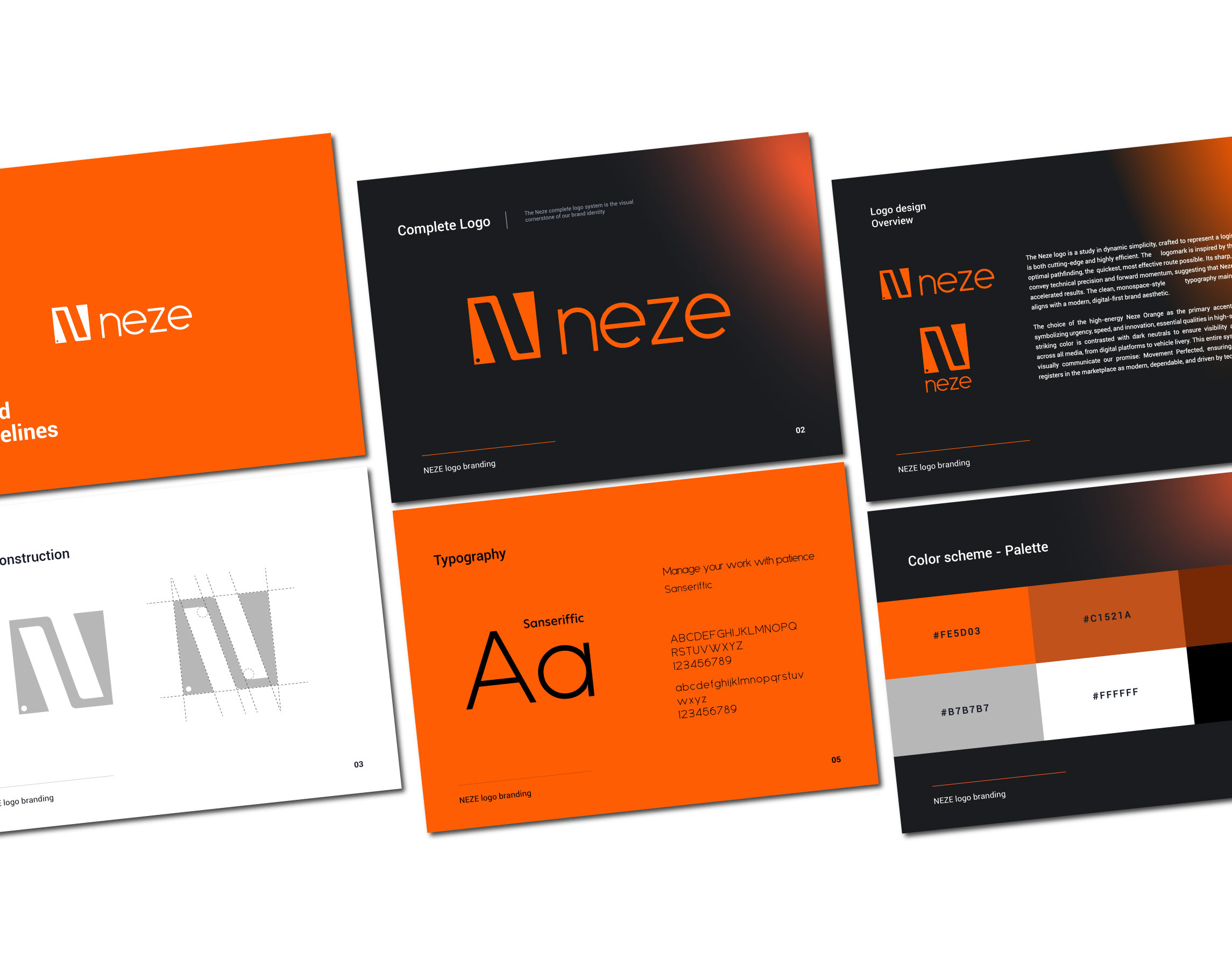 Neze - Visual Identity and Branding for a Logistic Company brand design brand identity brand identity guidelines brand logo branding business branding business logo design company corporate identity design logistics logo logo design logotype minimalist modern orange simple visual identity wordmark