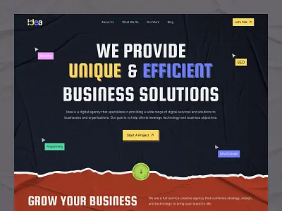 Idea - Digital Agency Landing Page Website agency agency website bold company creative creative agency creative direction design digital agency home page landing page portfolio studio ui ux web web design website website design