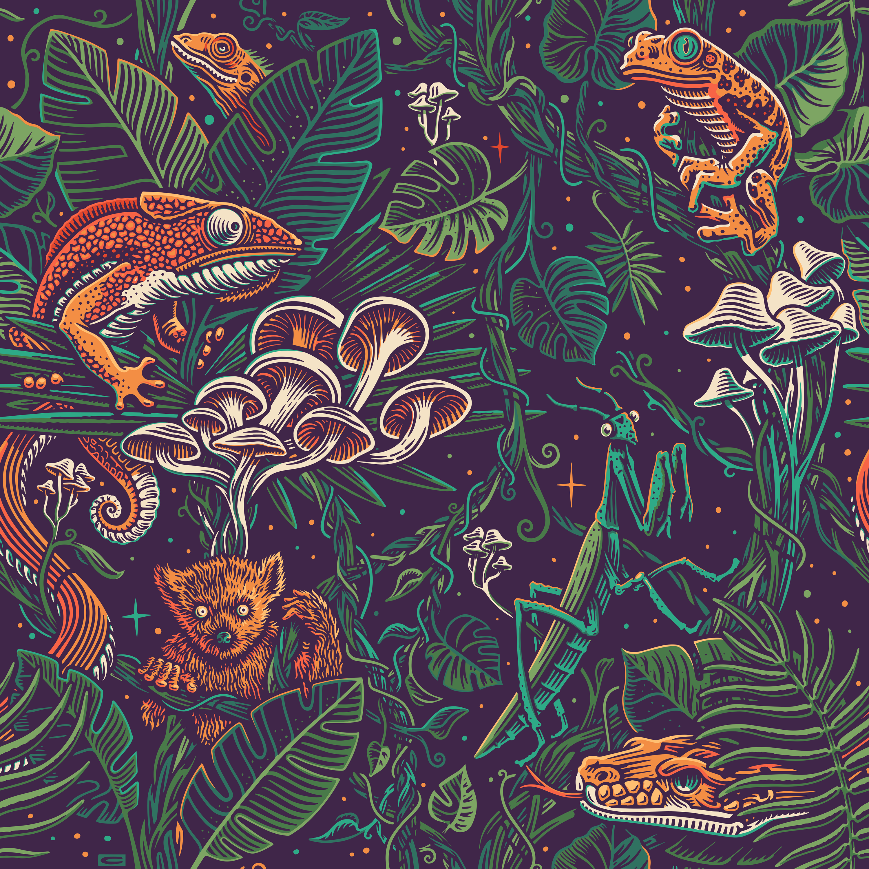 Welcome to the Jungle branding design illustration jungle product seamless textile vector
