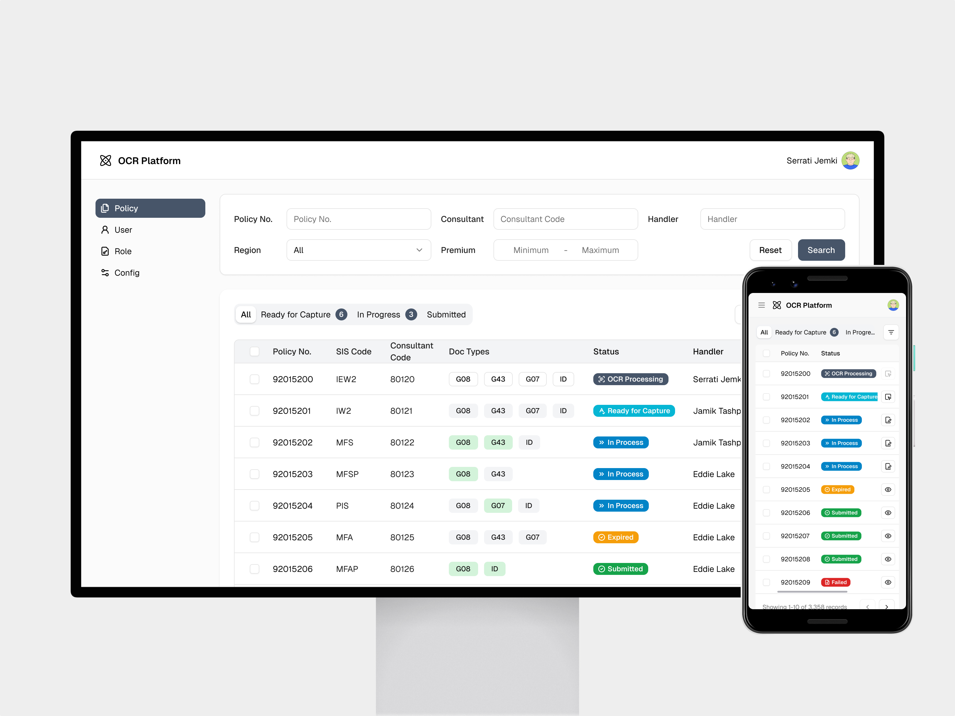 OCR Platform ui ux web development