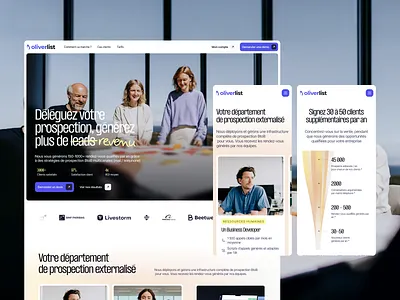 Prospection, Leads & IA website blue customer gradient ia lead prospection ui yellow