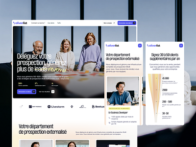 Prospection, Leads & IA website blue customer gradient ia lead prospection ui yellow