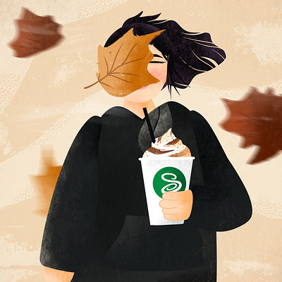 Spooky season Coffee Cup coffee design drawing fall girl graphic design illus illustration