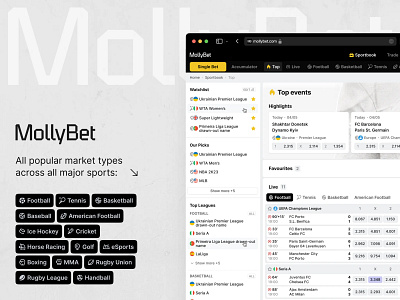 Mollybet: Sidebar bet betting design desktop icons interface light mollybet navigation product sidebar sports sportsbook ui web website