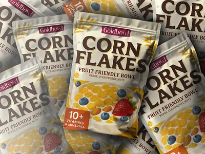 Premium Food packaging - Corn Flakes Pouch Packaging Design attractive pouch corn flakes corn flakes packaging food label food label design food packaging food packaging design label label design packaging packaging design pouch pouch design pouch label pouch label design pouch packaging pouch packaging design product design product label product packaging design