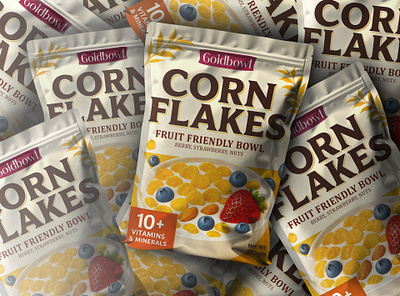Premium Food packaging - Corn Flakes Pouch Packaging Design attractive pouch corn flakes corn flakes packaging food label food label design food packaging food packaging design label label design packaging packaging design pouch pouch design pouch label pouch label design pouch packaging pouch packaging design product design product label product packaging design