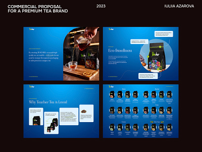 A4 Horizontal Commercial Proposal Design: Teacher Premium Tea a4 horizontal b2b sales brochure design catalog design cmyk commercial proposal corporate design flavor profile food beverage luxury branding multi page packaging showcase premium tea print design print layout product presentation sales material teacher tea typography wholesale