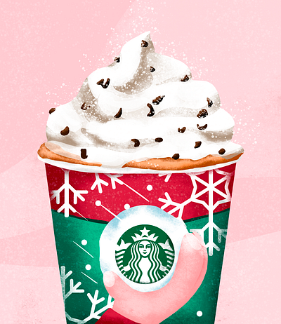 A Starbucks Cup with a frosty and festive theme artist coffee design drawing festive graphic design illustration starbuckscup winter