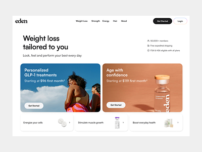 Telehealth - Website Design cro eden glp 1 treatment hair loss healthcare website landing page landing page design marketing landing page marketing page product design sexual health tele communication telehealth telehealth website telehealth website design tryeden ui website design weight loss weight loss treatment