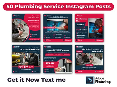50 Plumbing Services Instagram Templates Editable in Canva business posts clean posts content pack content templates design collection editable canva designs editable elements instagram layouts instagram pack modern layouts plumbing content plumbing feed plumbing posts plumbing templates plumbing visuals service updates simple templates social media graphics social media toolkit template bundle