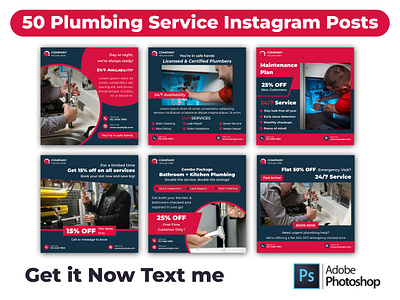 50 Plumbing Services Instagram Templates Editable in Canva business posts clean posts content pack content templates design collection editable canva designs editable elements instagram layouts instagram pack modern layouts plumbing content plumbing feed plumbing posts plumbing templates plumbing visuals service updates simple templates social media graphics social media toolkit template bundle