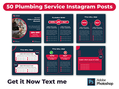 50 Editable Plumbing Instagram Post Designs for Canva business graphics canva graphics clean design content bundle content visuals design pack editable elements editable templates modern layouts plumbing content plumbing feed plumbing instagram plumbing updates professional posts promo posts service posts simple layout social media templates social toolkit template collection