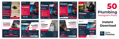50 Plumbing Service Instagram Templates Editable in Canva business posts clean layouts content pack content templates design bundle editable canva designs editable graphics instagram posts modern layouts plumbing content plumbing designs plumbing feed plumbing posts plumbing templates plumbing visuals service updates simple templates social media graphics social media toolkit template pack