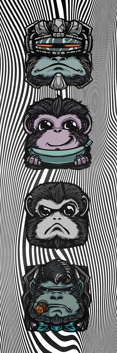 Monkey Sticker Pack. anime branding design graphic design illustration logo