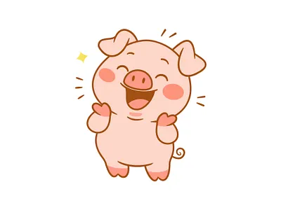 Happy Pig adorable cartoon character cute cute mascot fun happy jaysx1 joyful pig pink playful