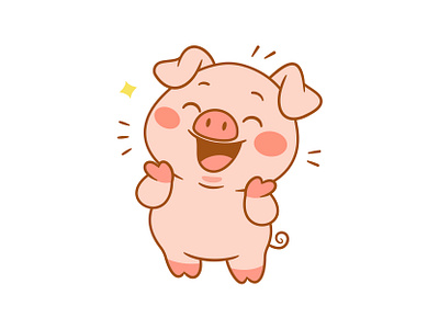 Happy Pig adorable cartoon character cute cute mascot fun happy jaysx1 joyful pig pink playful