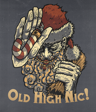 Old High Nick Otine, ho ho ho on that RY4 candy cane, 18 MG. branding graphic design illustration logo