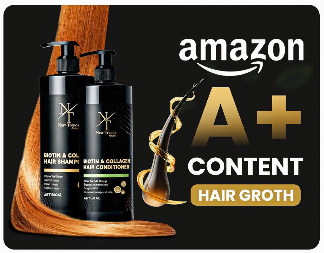 Biotin & Collagen Hair Shampoo – Premium Amazon A+ Content Desig a plus content amazon a content amazon brand design amazon graphics amazon listing design beauty product design cosmetic design cosmetic packaging design ecommerce content packaging design product branding product detail page design product presentation shampoo packaging
