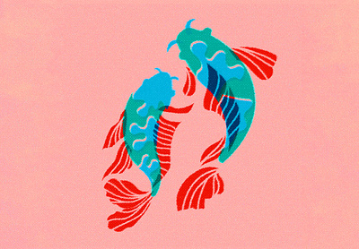 Koi Ponds fish gritty illustration koi fish koi pond risograph texture