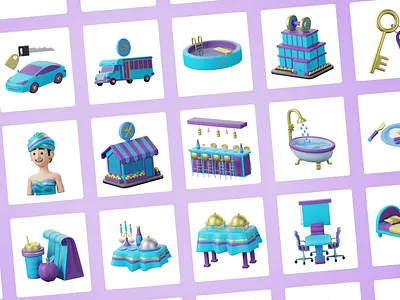 3D Hotel Icons 3d branding design graphic design icons illustration ux