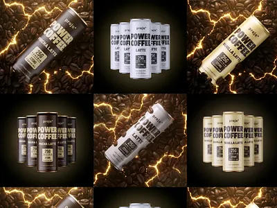Power Coffee™ by Projo® beverage booster can coffee drink energy flavor health latte logo packaging power product protein rtd