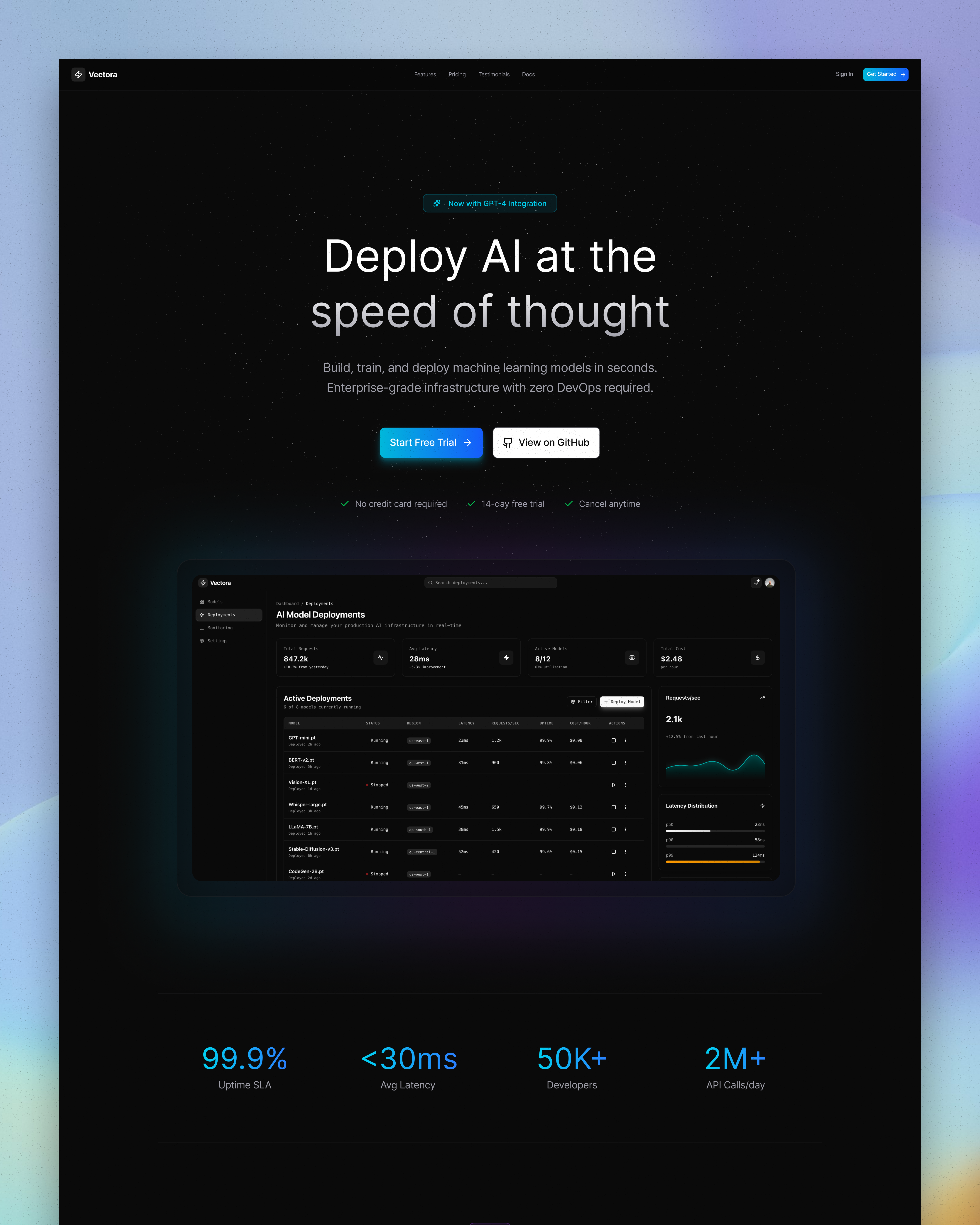 AI Deployment Platform - Landing Page aiux landing page design saasdesign ui ui design website design