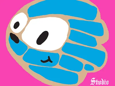 Blue Hedgehog Concha baked goods bakery chicano design hand drawn hand lettering illustration mexican mexican food pan dulce southwest