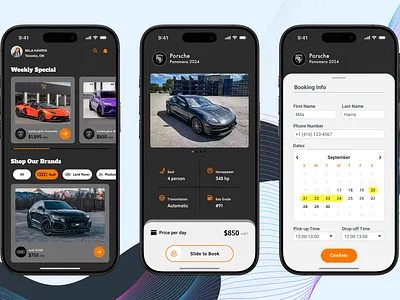 Luxury Car Rental Mobile App app branding car ui