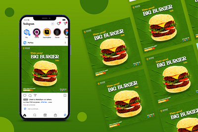 Restaurant Burger sale social media post print template