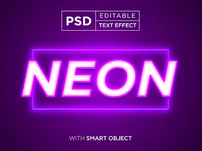 Glowing Neon Sign - 3D Text Effect 3d bar blue box bright club cyberpunk display electric frame futuristic glow light lighting mockup neon night purple sign typography