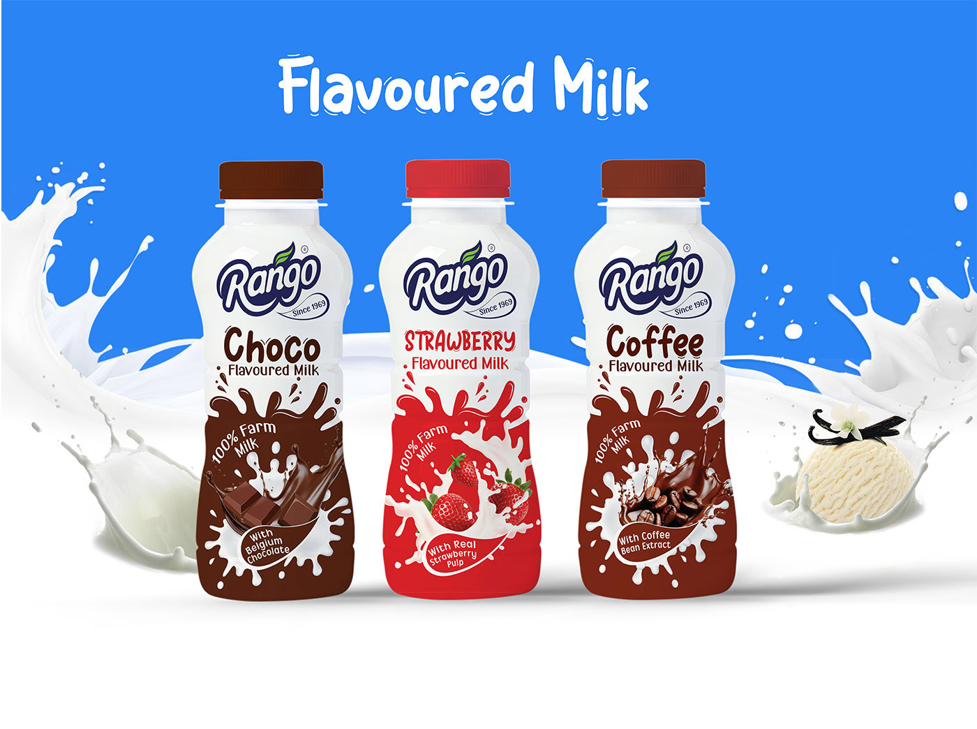 Flavoured Milk Bottle Label Packaging Design bottle label chocolate flavour clean design drinks flavoured milk food label good design graphic design juice label design milkshack packaging design packaging expert product design product label strawberry flavour yogurt