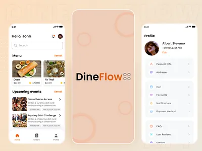 🍽️ Your Dining, Tastier & Easier app cleanui dineflow food foodapp mobileappdesign moderndesign restaurantapp trending ui uiuxdesign