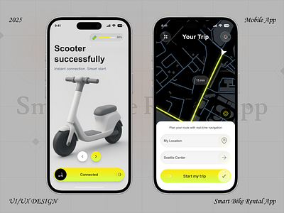 Smart Bike Rental App bike rental app bike sharing clean ui eco friendly mobility gps tracking app location map design location tracking app map interface ui map navigation minimal ui mobile app mobile app design real time map rental app design ride sharing app smart mobility transport app ui ux design