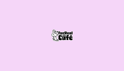 FurReal Café – Character Logo & Branding black and white logo branding café logo café mascot cartoon illustration character logo coffee shop branding creative logo fun branding graphic design logo design mascot design playful typography retro style vector art