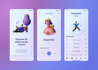 Neumorphism Music Playlist app branding design graphic design ui ux