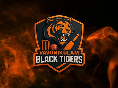 Cricket team logo design 3d black branding cricket cricket logo graphic design logo orange sports tiger